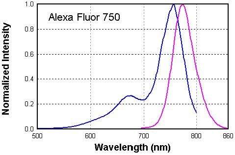Alexa Fluor 750在水中的激发和发射光谱